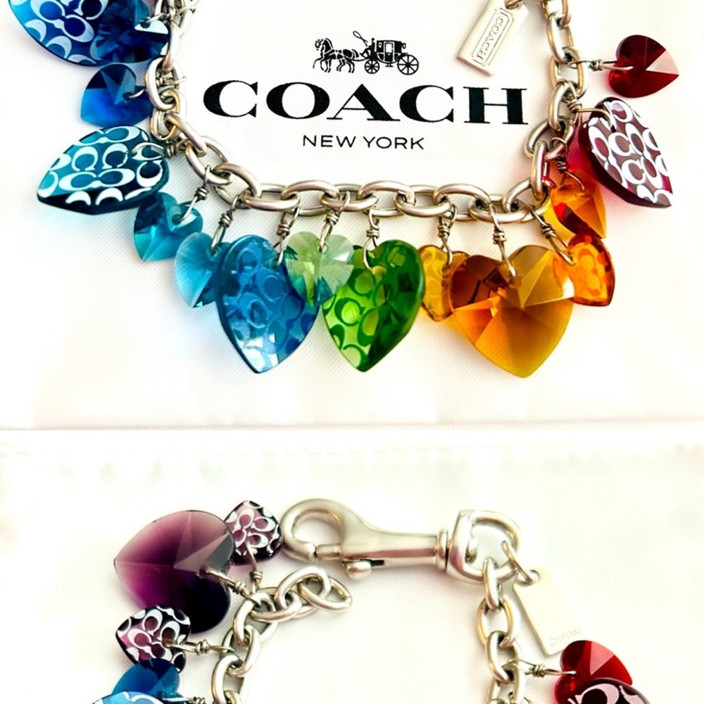 Rare Coach Swarovski crystal logo necklace